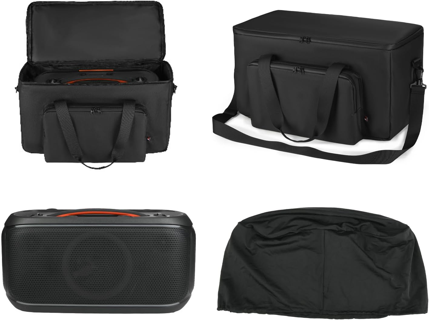 Speaker Storage Bag & Dust Cover Set Compatible with JBL Partybox On The Go 1/2, Portable Waterproof Nylon Bag with Lycra Dust Cover for Outdoor Travel