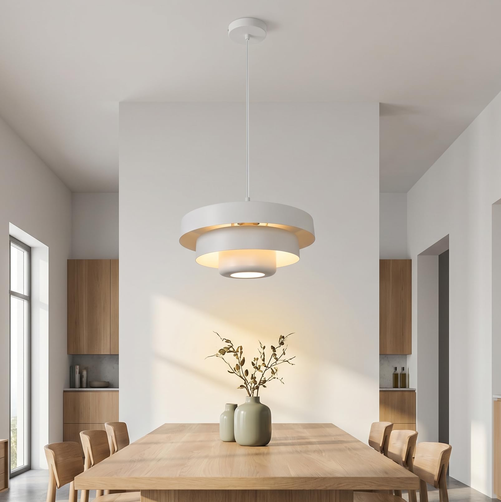 BARCELONA LED Pendelleuchte MACARRON E27 Metall | Bauhaus Minimalistisch,Indirekte Blendfreie Beleuchtung,Klassisch Vintage Modern,Zeitloser Luxus,Wohnzimmer