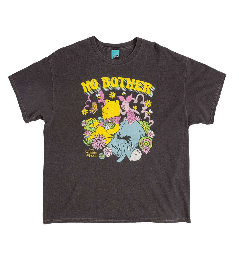 Disney Winnie The Pooh No Bother Vintage Wash Charcoal T Shirt