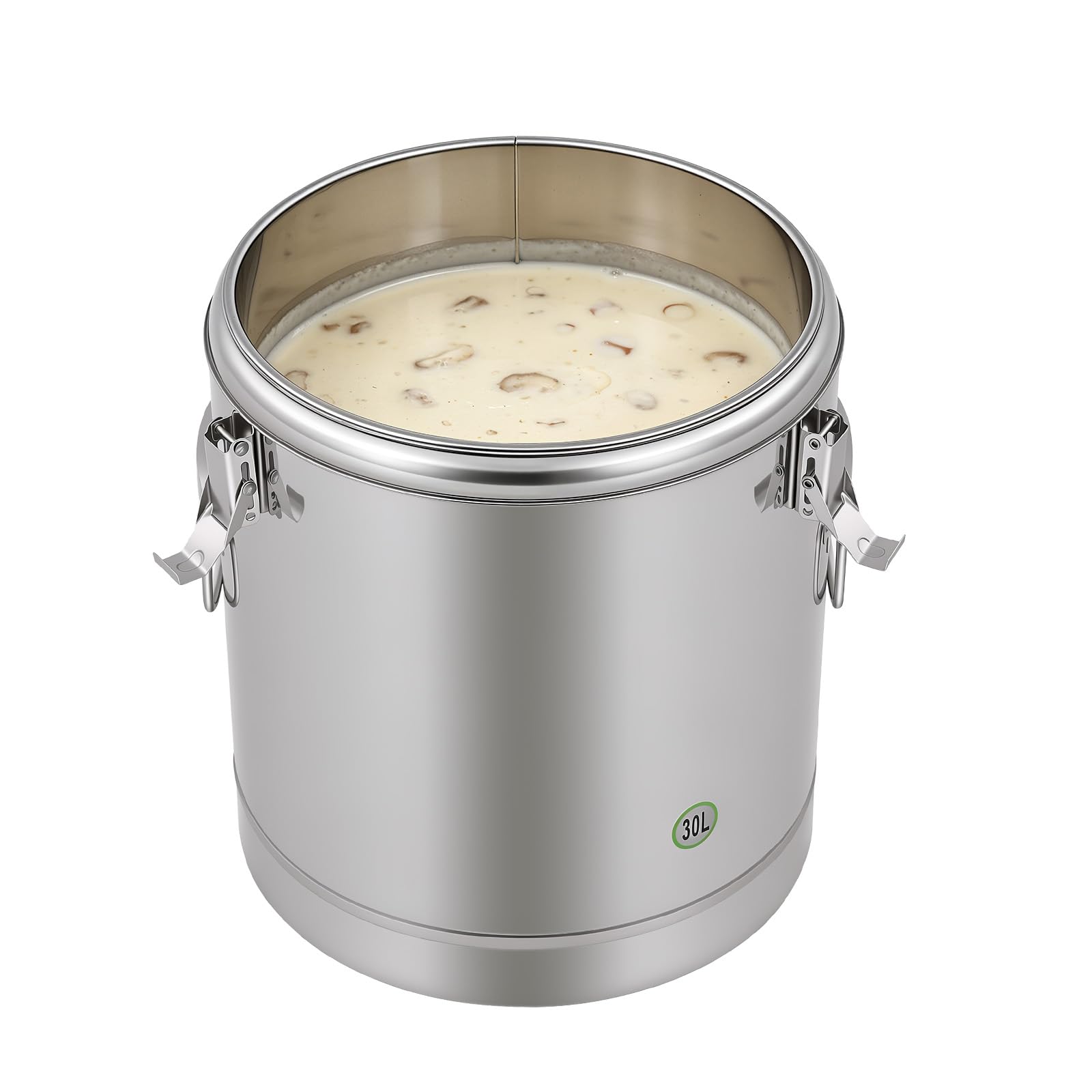 Thermobehälter 30L Edelstahl Isoliert Eimer Thermobox Warmhaltebehälter Suppenbehälter mit Deckel und Griffe, für Schulkantinen, Hotels, Restaurants, Innenseite aus 304er-Edelstahl (30L)
