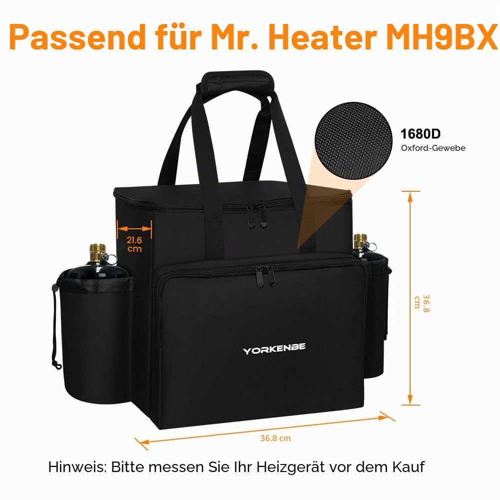 Tragbare Tragetasche für Heizung, kompatibel mit Mr. Heater MH9BX, wasserabweisende Buddy Propanheizung, Tragetasche, mit mehreren Taschen und rutschfester Unterseite