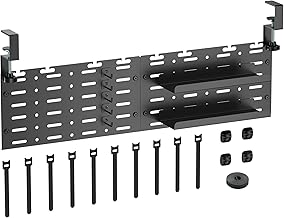 EastForce Cable Tray, For Desk Interior/Exterior Use, Under Desk, Width 29.9 inches (76 cm), Clamp Type, Steel, Load Capacity 17.6 lbs (8 kg), Split Into Two, Wire Organizer, Hook, Tray, 10 Cable Ties