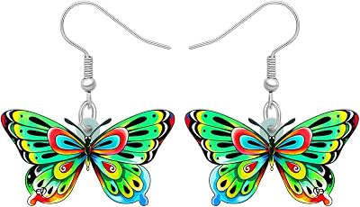 Floral Butterfly Earrings Dangle Acrylic Cute Insects Charms Spring Jewelry Fun Gifts for Women Kids Girls Decorations