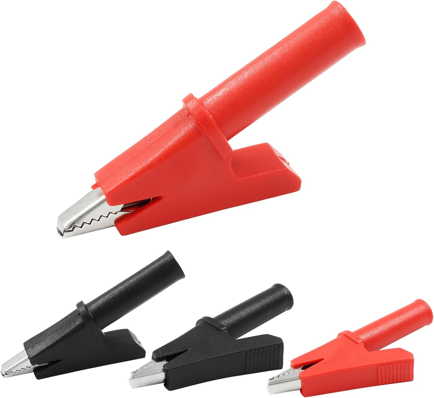 Suiwotin 4pcs Insulated Alligator Clips, Heavy Duty Alligator Clamps, 30A Nickel Plated Copper