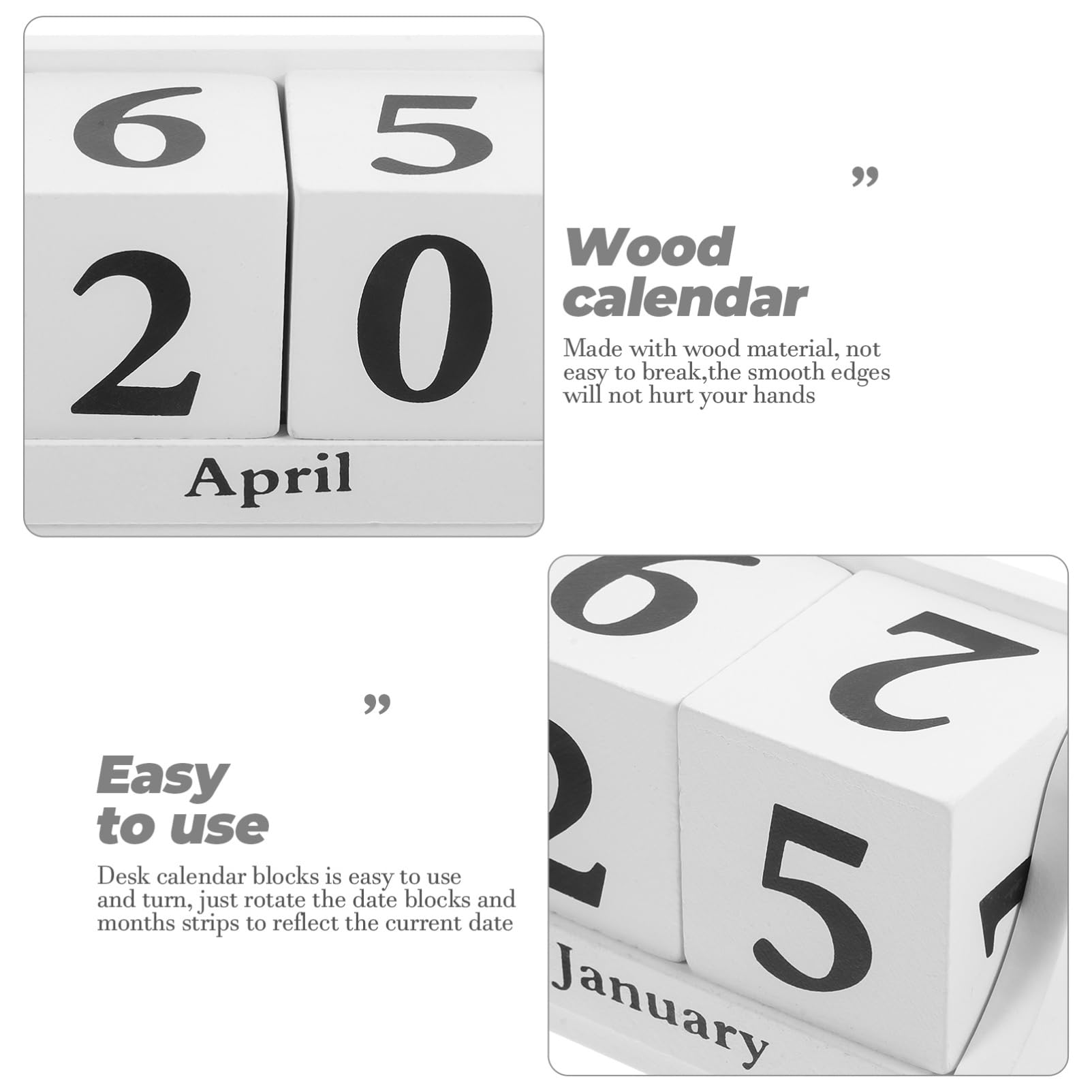 Calendario in Legno Cubi per Visualizzazione Data Continua Blocco Calendario da Tavolo