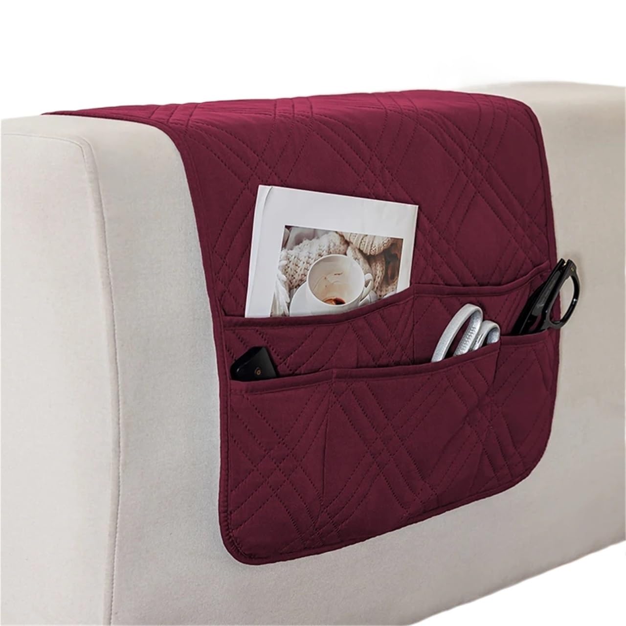 Zovloer Arm Chair Covers 2pcs Sofa Armrest Organizer With Pockets Anti-dirty Couch Armchair Hanging Storage Bags Chair Arm Protector Cover For Recliner Armchairs Sofas Couch(ColorA8)
