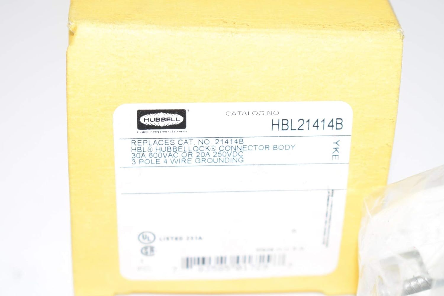 Hubbell HBL21414B Hubbellock Connector, 3 Pole 4 Wire, 30 amp, 600V