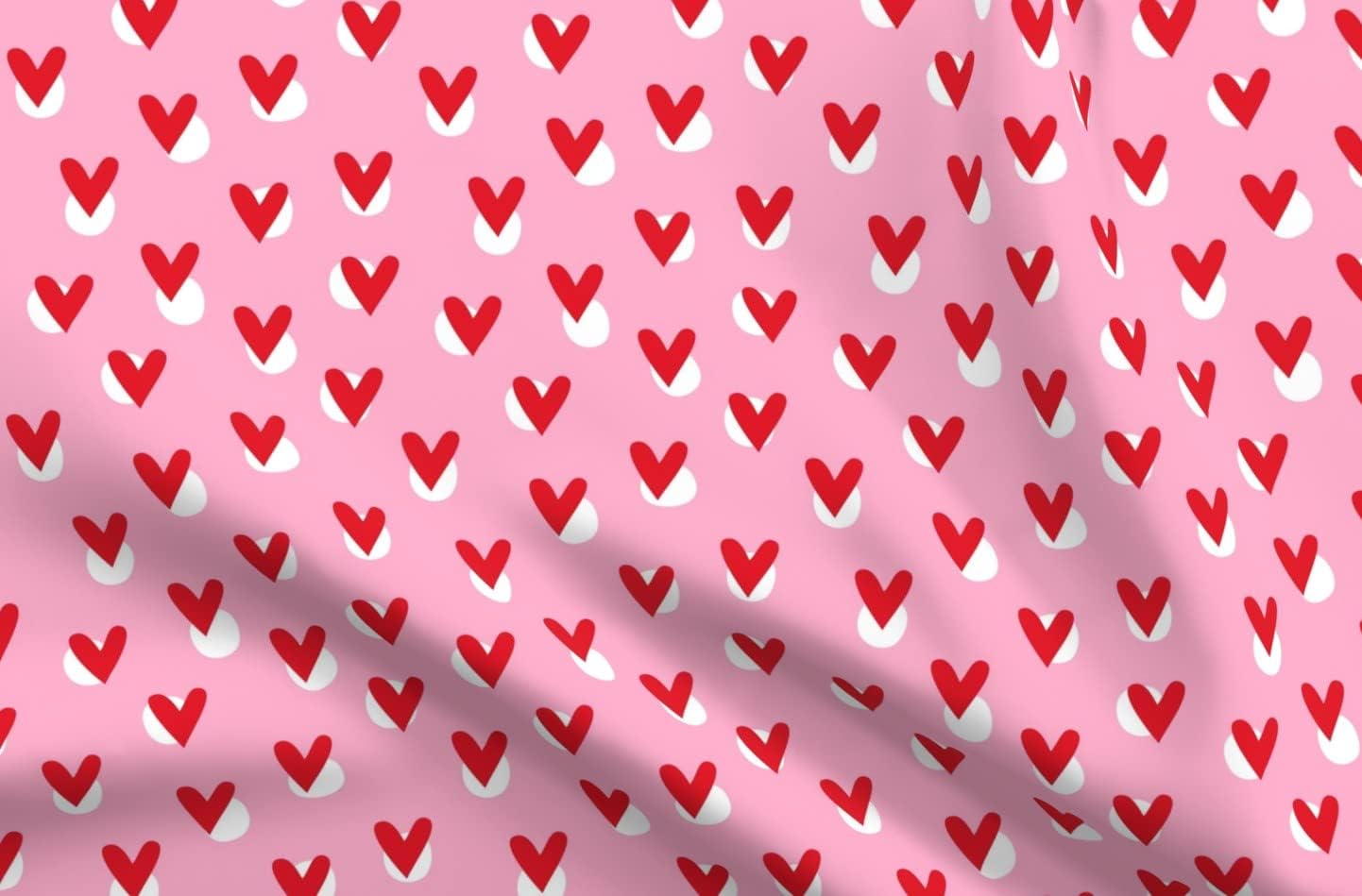 Spoonflower Fabric - Hearts Pink Red Cute Heart Love Contemporary Valentine Valentines Printed on Upholstery Velvet Fabric Fat Quarter - Upholstery Home Decor Bottomweight Apparel