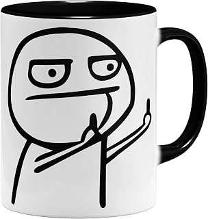 OM3® Internet Troll Flip Off Meme Cup with Slogan | Ceramic Mug | 11 OZ | Printed on Both Sides | Black