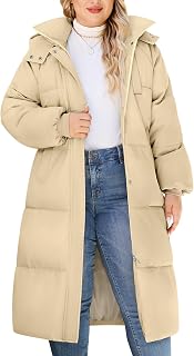 Womens Plus Size Winter Coats Long Puffer Jackets Hooded Quilted Water Repellent Warm Trendy Parka Outerwear 2025