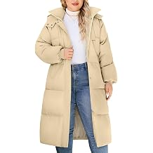 Yusongirl Women Plus Size Long Winter Coat Knee Length Warm Hood Zip Up Jacket for Cold Weather Windproof with Fleece Lining