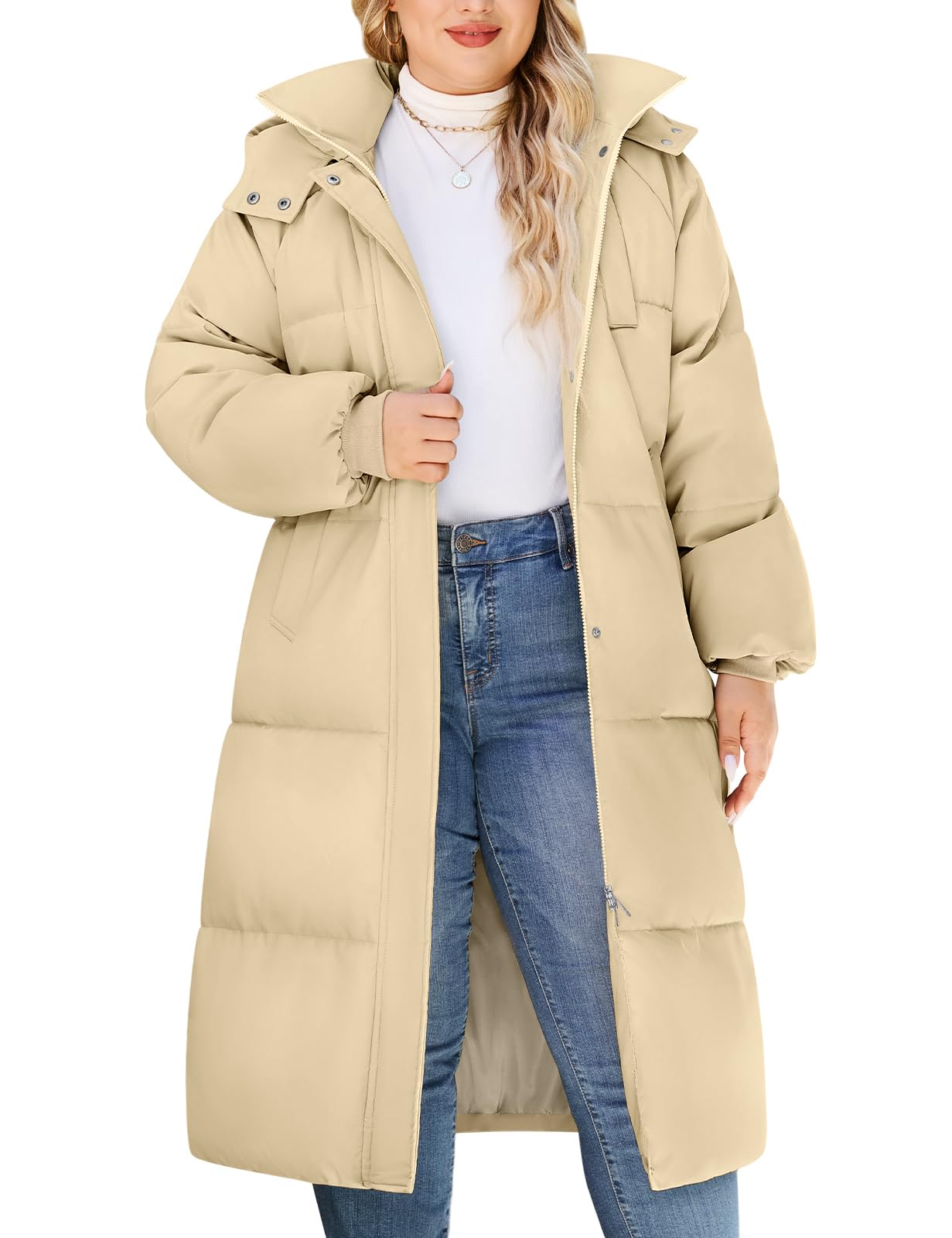 Tuopuda Abrigo Largo de Invierno Impermeable para Mujer Chaqueta Acolchada Con Capucha Cálido Parka Larga de Invierno