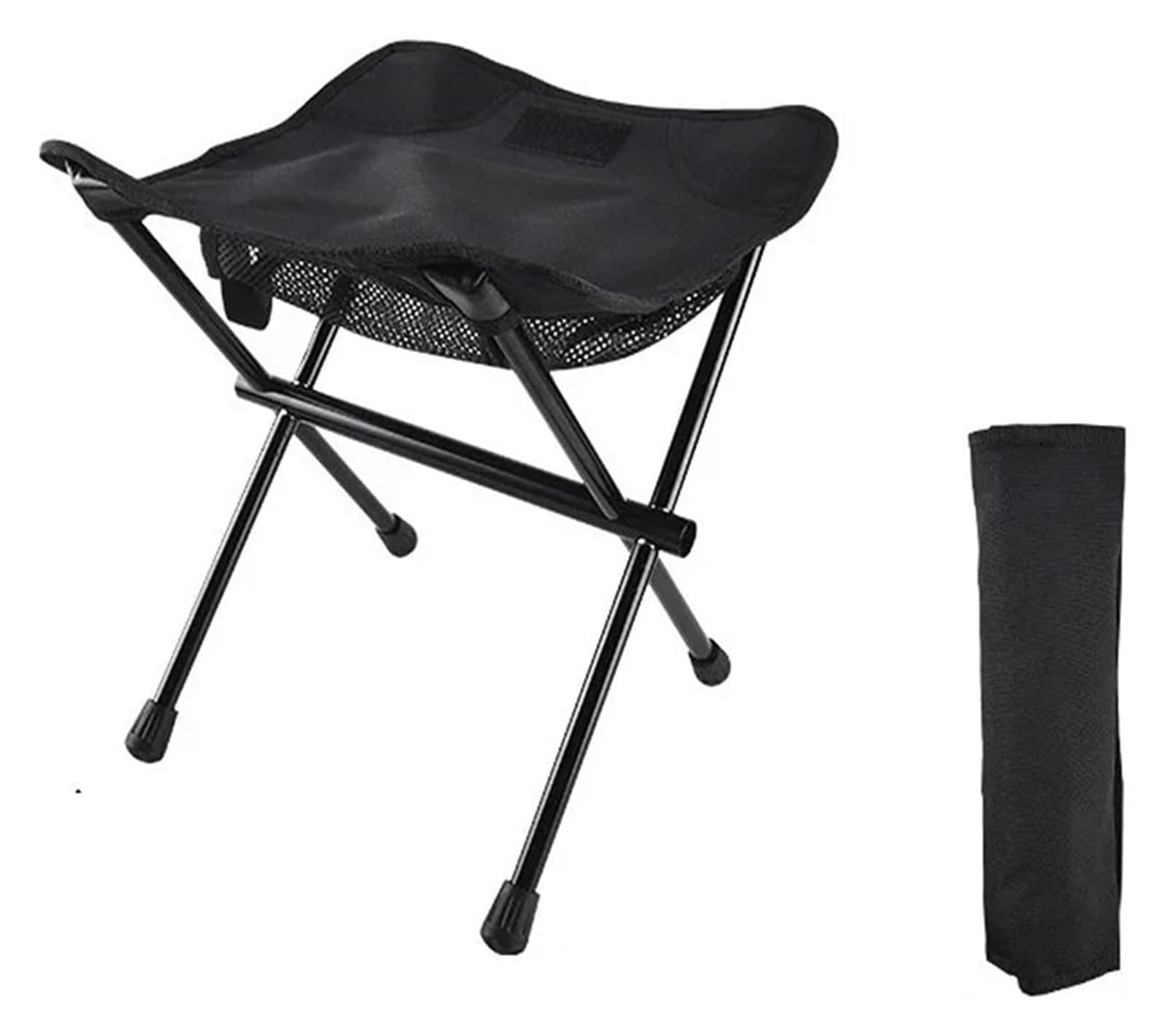 vfdaSWQQ Outdoor folding chair, Light Portable Outdoor Folding Chair with Bag Fold Aluminum Stool Seat Fishing Camping(Black)