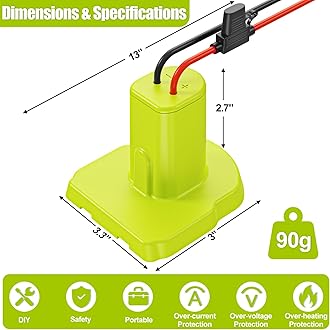 Power Wheel Adapter Compatible for Ryobi 18V Battery with 30A Fuse & Wire terminals, Power fit for 14 Gauge Robotics, DIY, Fit for 18V P108 P107 P102 P100