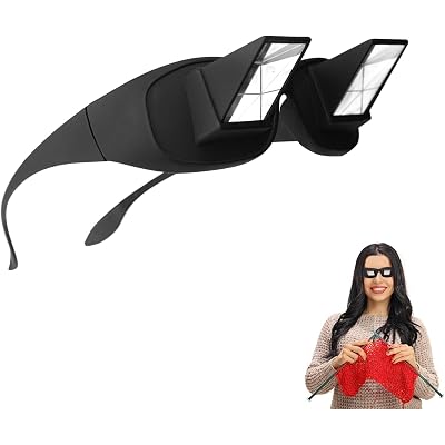 UXIETIN Crochet Glasses Horizontal High Definition Lazy Glasses Prism Periscope Looking Down for Crochet Reading and Watching TV for Seniors or Teenagers