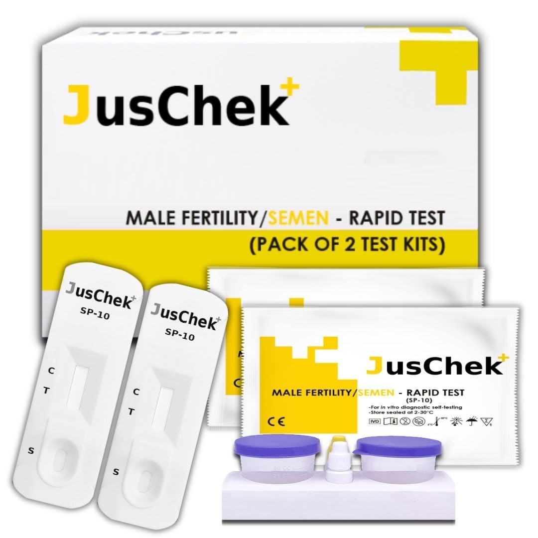 Juschek Male Fertility Test Kit for discreet hometest/selftest (Indicate Normal or Low Sperm Count) - Pack of 2 Tests
