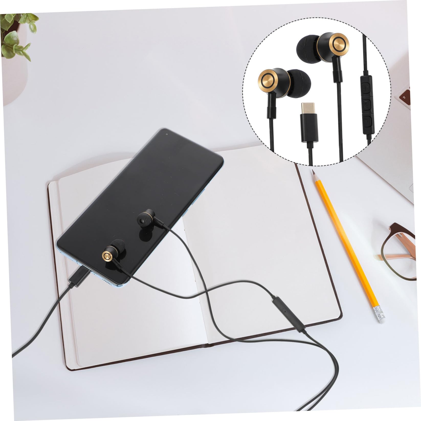 Angoily 3pezzi Auricolari In-ear Type-c Con Microfono e Controllo Volume Cuffie Metalliche Per Smartphone e Tablet Isolamento Acustico e Design Ergonomico Per Lavoro e Viaggio