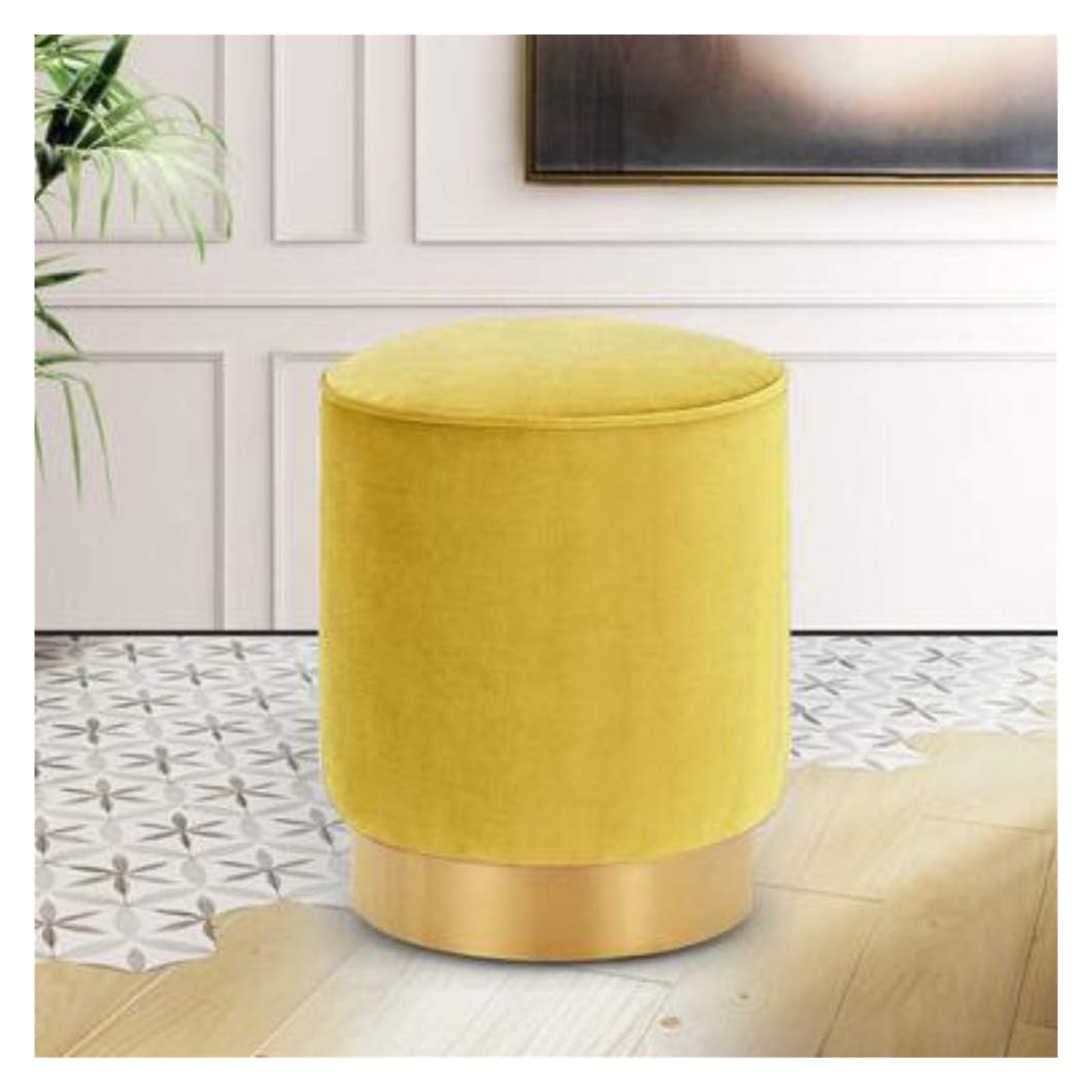 Pouf repose-pieds rembourré : tabouret stable en métal et tissu