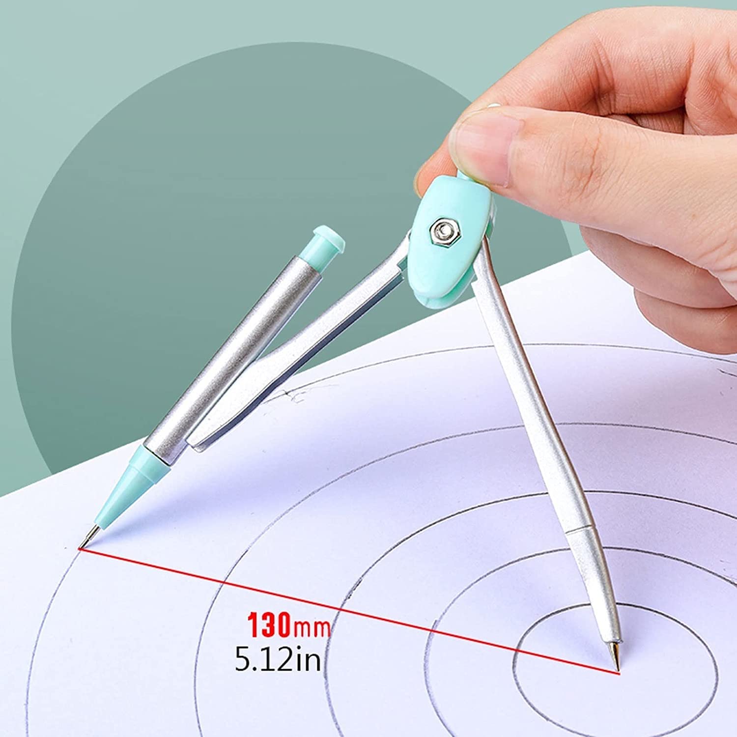 AKAZI Geometrie-Set Winkelmesser und Kompass-Set Kompass Winkelmesser-Set Kompass Schule Mathe-Kompass und Winkelmesser Geometrie-Set 7-teilige Zirkel und Winkelmesser (Color : Pink) (Pink)