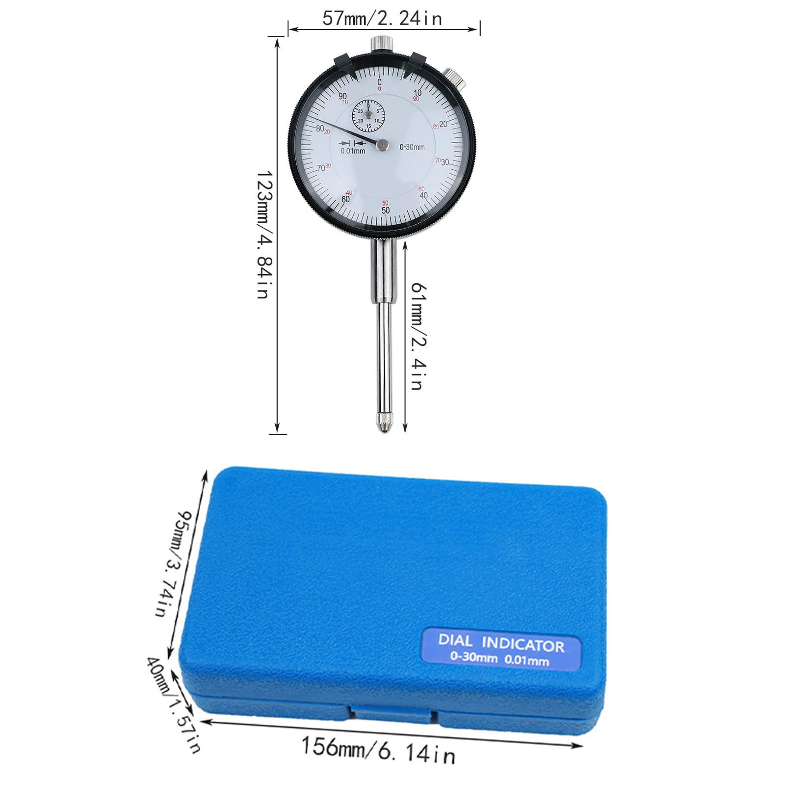 Herramienta de medición de diales de 0 a 30 mm, indicadores de diales métricos de 0,01 mm, instrumentos de medición de prueba