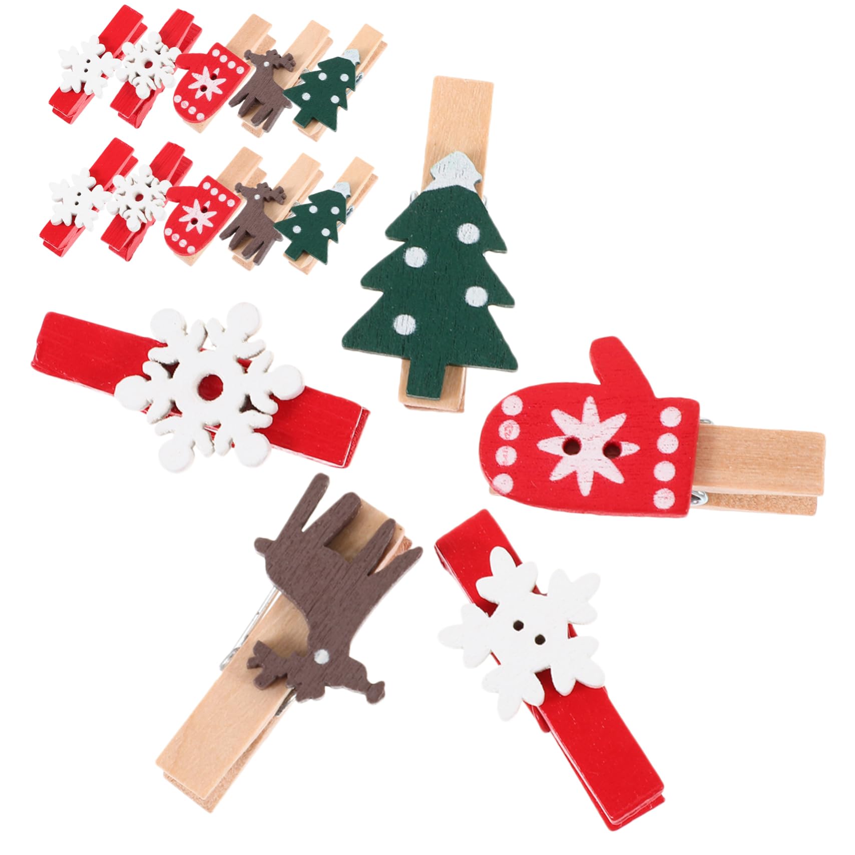 IMIKEYA 375 STK Mini-wäscheklammer Für Fotoclips Zu Weihnachten Schneeflocken-fotoclips Dekor Weihnachtswäscheklammern Halter Für Weihnachtsnotizen Weihnachts-memo-Clips Holz