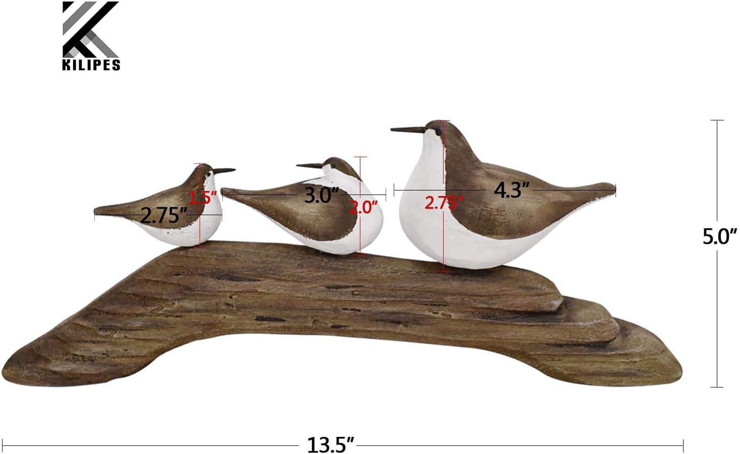 K KILIPES Beach Coastal Wood Seabird Figurine Home Office Table Desk Decor Sea Bird Sculpture Statue for Tabletop Shelf Nautical Bathroom Decoration Ornament Gift
