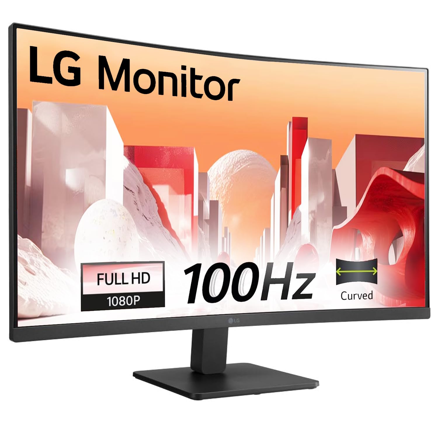 LG 32MR50C (32 Inch) Full HD Curved Monitor (1920 x 1080) with 100Hz, 5ms, VA Panel, AMD FreeSync™, HDMI X 2, VGA, Headphone Out, Tilt, Reader Mode, Flicker Safe, 3-Side Virtually Borderless - Black