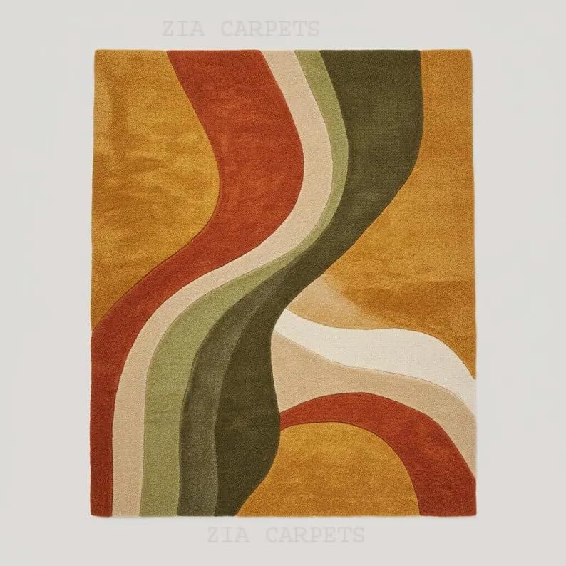 Image of zia carpets Hand Tufted Woollen Modern Collection Bedroom & Living Room Carpet Size 12 X 18 Feet