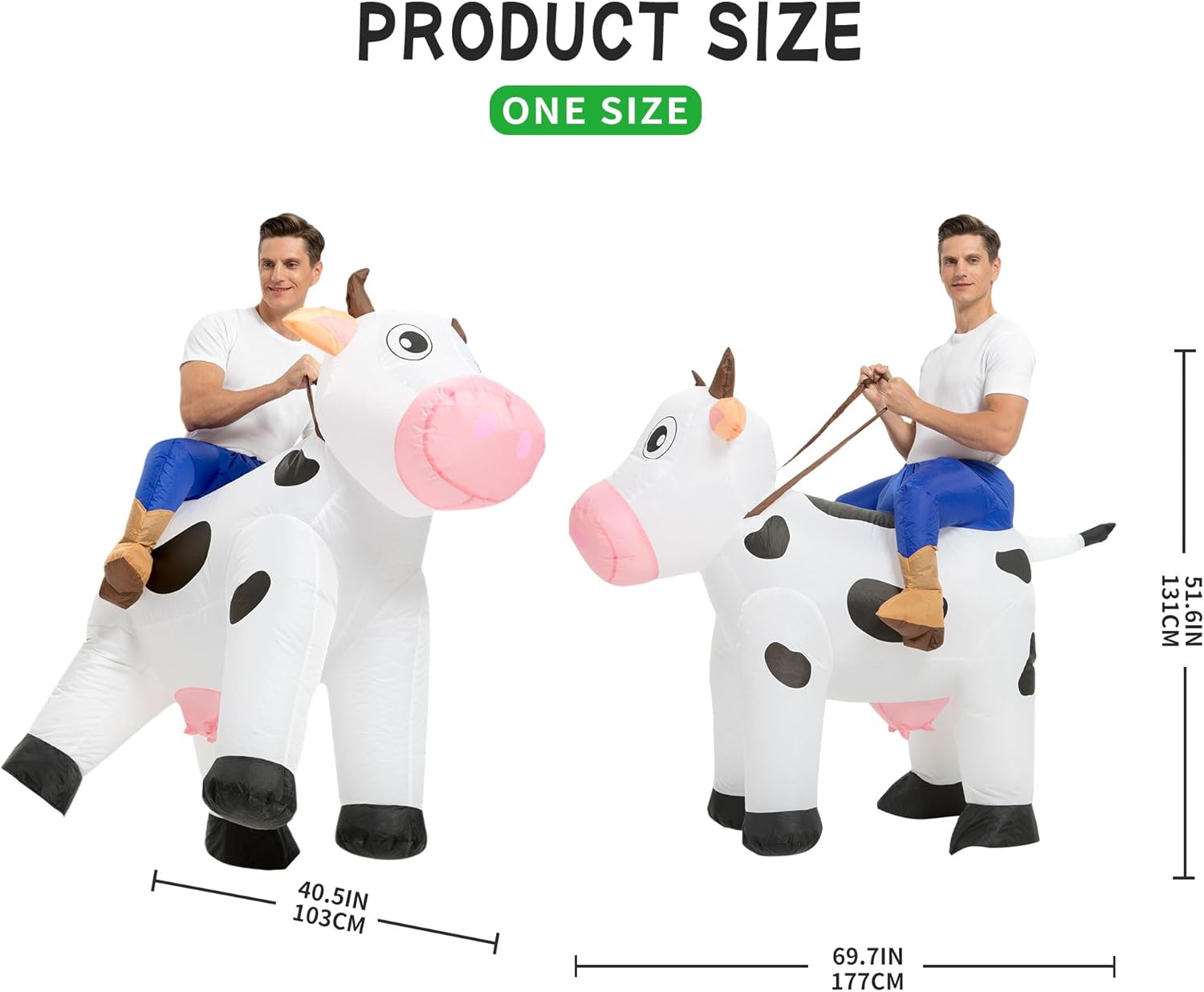 tasanor Inflatable Costume Adult,Blow up Ride On Cow Suit,Halloween Costumes for Men/Women