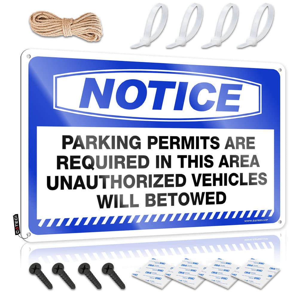 HELIOFORGE Things For Boys Room Notice Parking Permits Required Tin Sign Dorm Room Door Sign Metal Bar Decor(30X40CM)