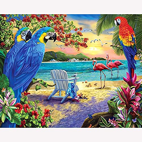 Broderie diamant 5D grand format perroquet 50x120cm : finis les symboles illisibles
