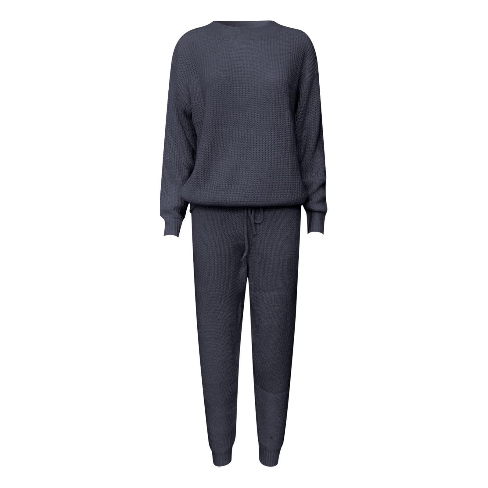Pantaloni Casual in Maglia, Pantaloni Jogger Elasticizzati Morbidi e Top, Abbigliamento Comodo per Il Relax Quotidiano