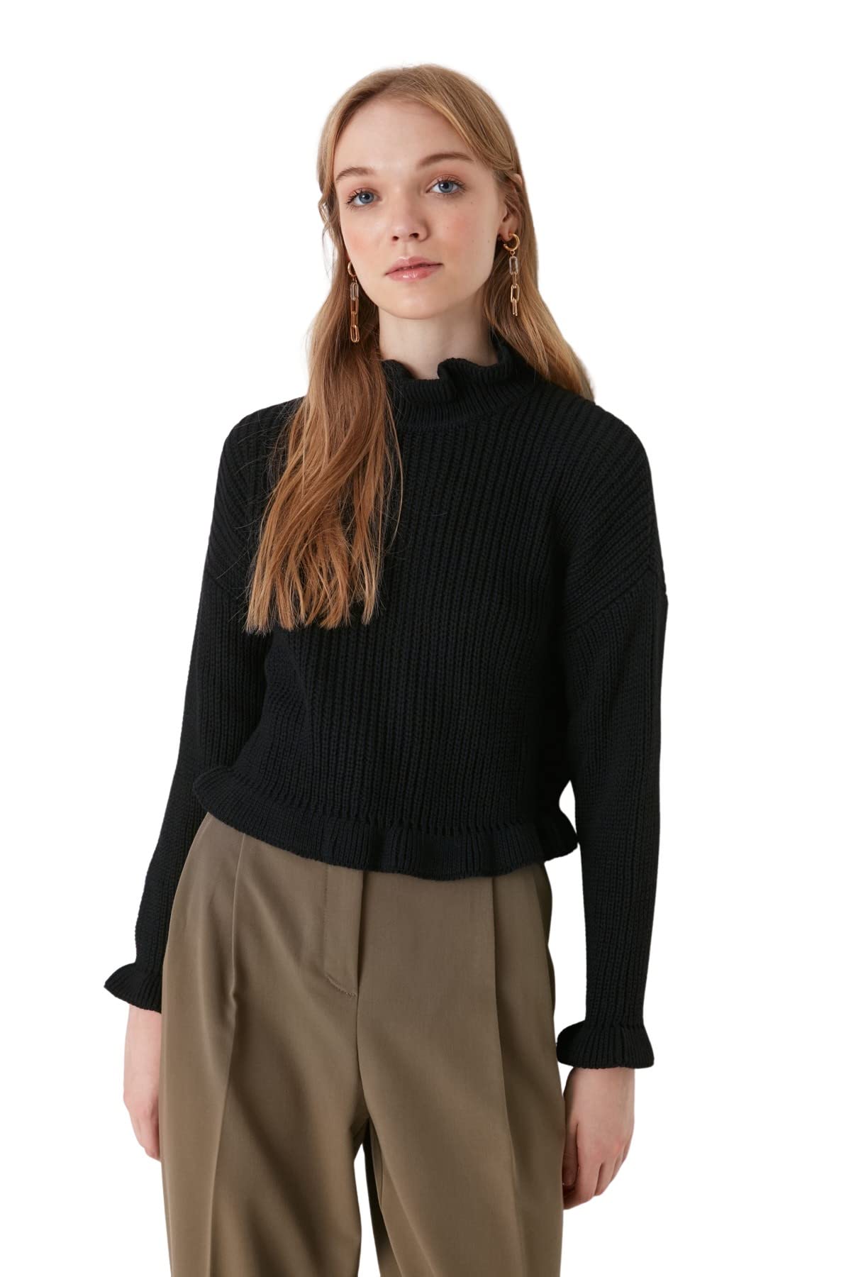 Trendyol FeMan Regular fit Basic Crew Neck Knitwear Sweater Black