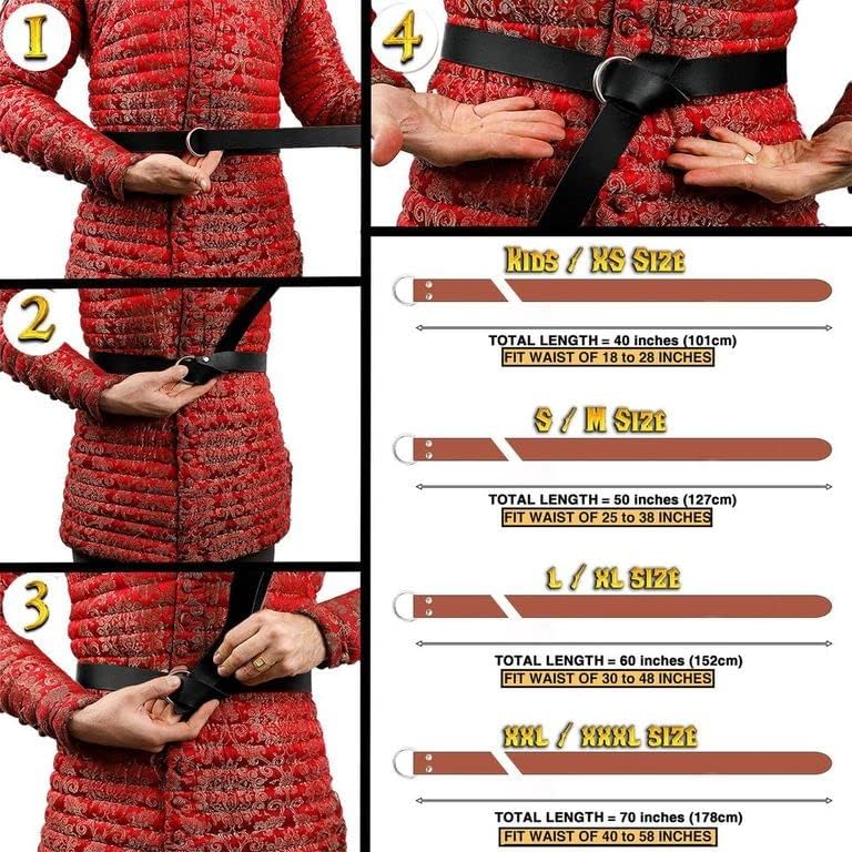 Miniatura 6 de Mythrojan O Ring Medieval Leather Viking Belt LARP SCA Warrior Gothic Renaissance