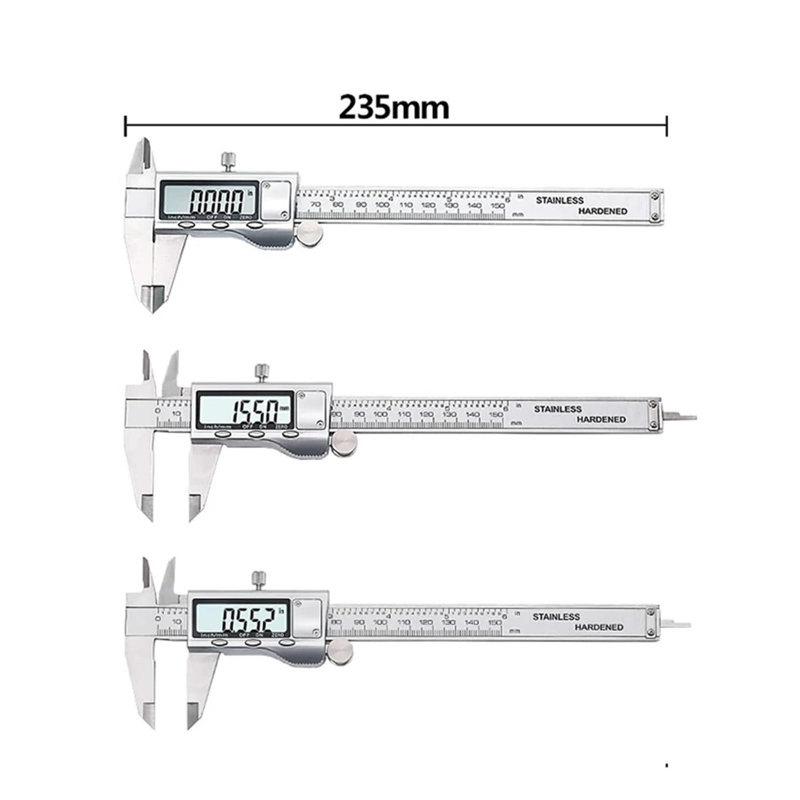 Calibrador Digital de 150 mm de Acero con Pantalla LCD electrónica y Calibre Vernier de 0,01 mm