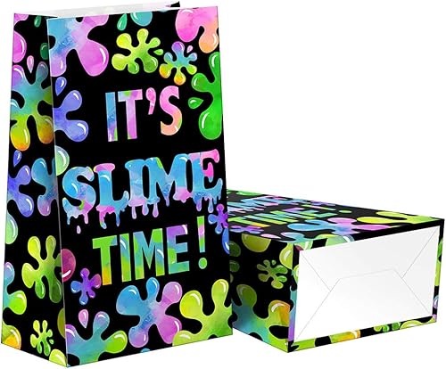 Miniatura 3 de 24 bolsas de golosinas de slime, bolsas de dulces con calcomanías, bolsas de regalo de limo con temática de limo para fiestas de cumpleaños