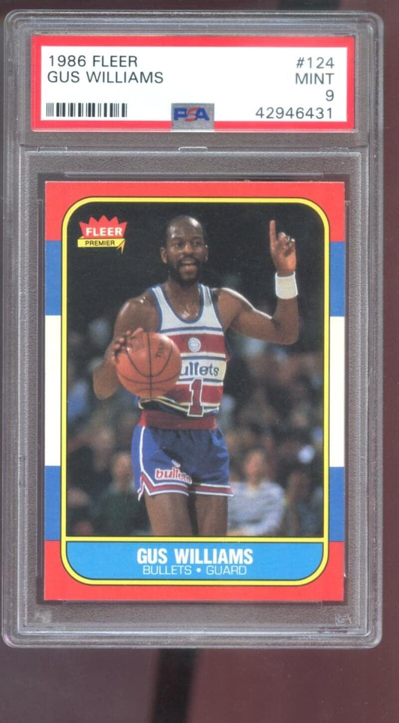 1986-87 Fleer #124 Gus Williams PSA 9 Graded Basketball Card NBA 86-87 1986 1987 Washington Bullets MINT