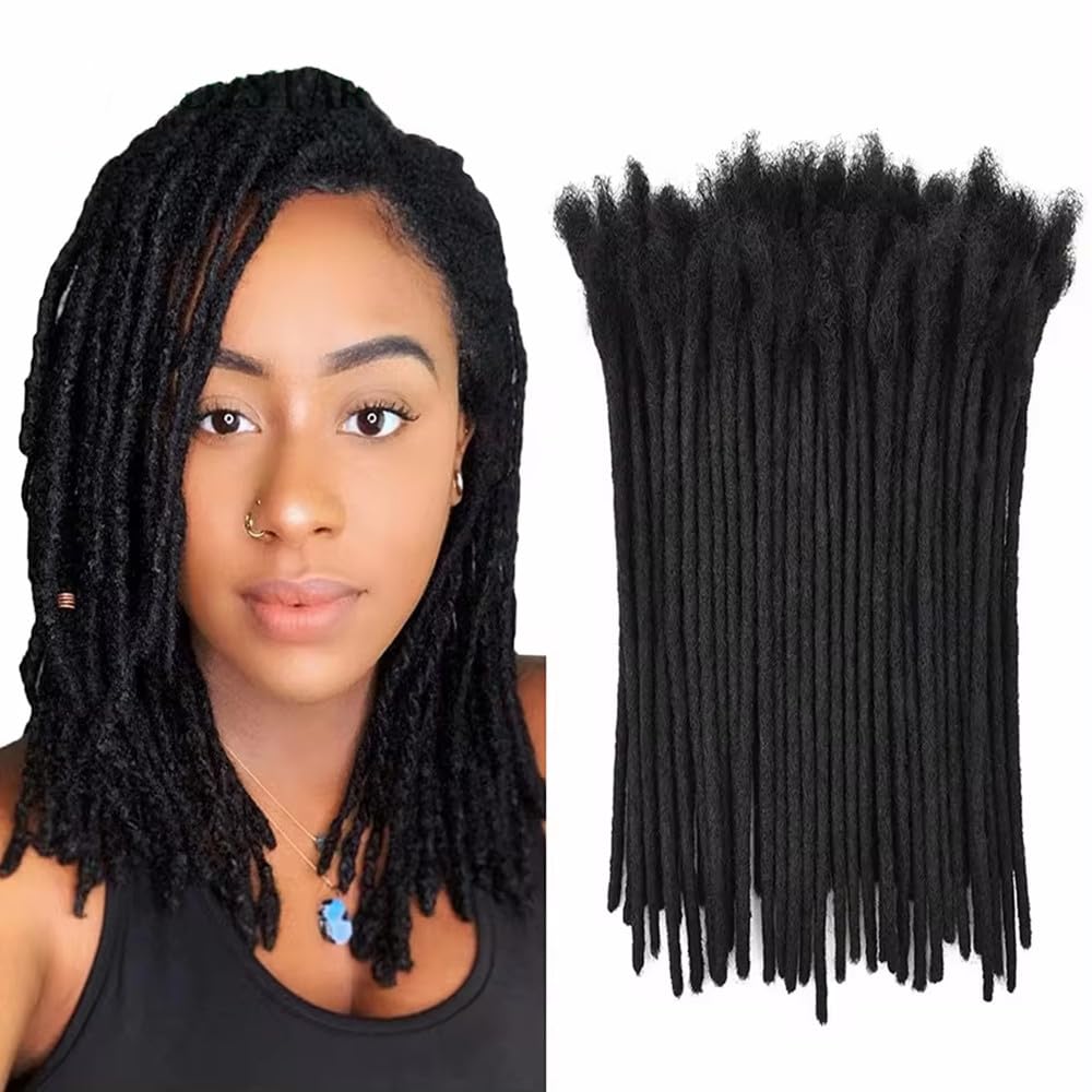 100% Real Human Hair 0.4cm Width 12 Inch Locs Extensions Human Hair Dreadlock 30 Strands Per Pack Full Handmade Dreadlock Extensions Can be dyed and