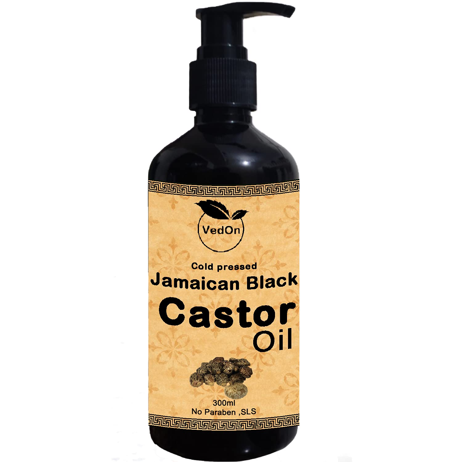 VedOn Jamaican Black Castor Oil 300ml- Boost Hair Growth for Hair, Eyelashes & Eyebrows. Organic, 100% Pure, Cold Pressed. (300ml (Pack of 1))