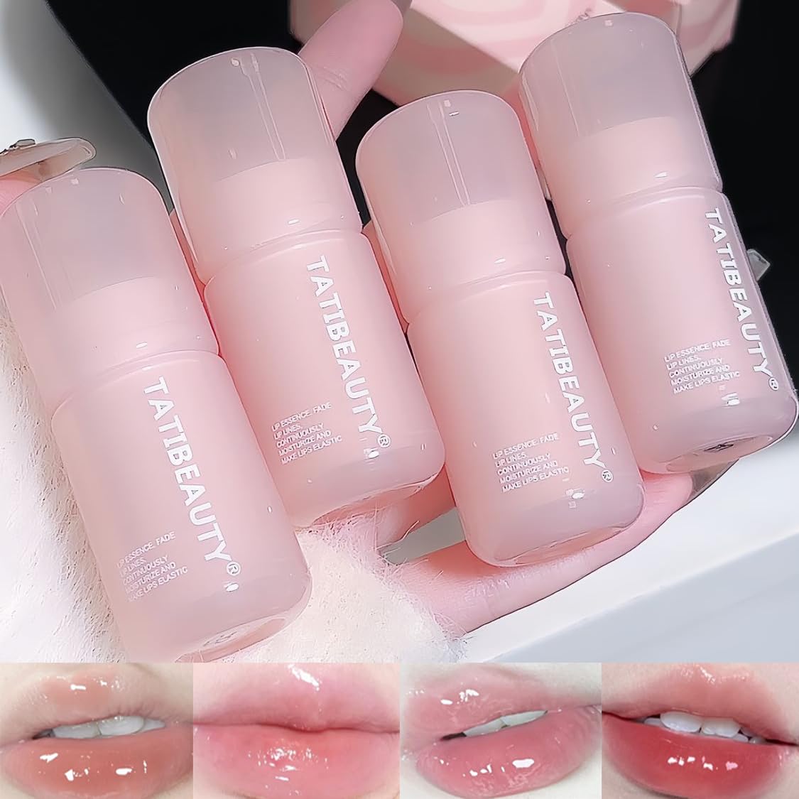 Hydrating Lip Gloss,4 Colors Plumping and Moisturizing Glaze Tint, Water Mirror Liquid Lipstick, Long-lasting Highly-Pigmented Korean Lip Glaze Natural Lip Makeup 4 Colors/Set 1 Fl Oz (Pack of 4)