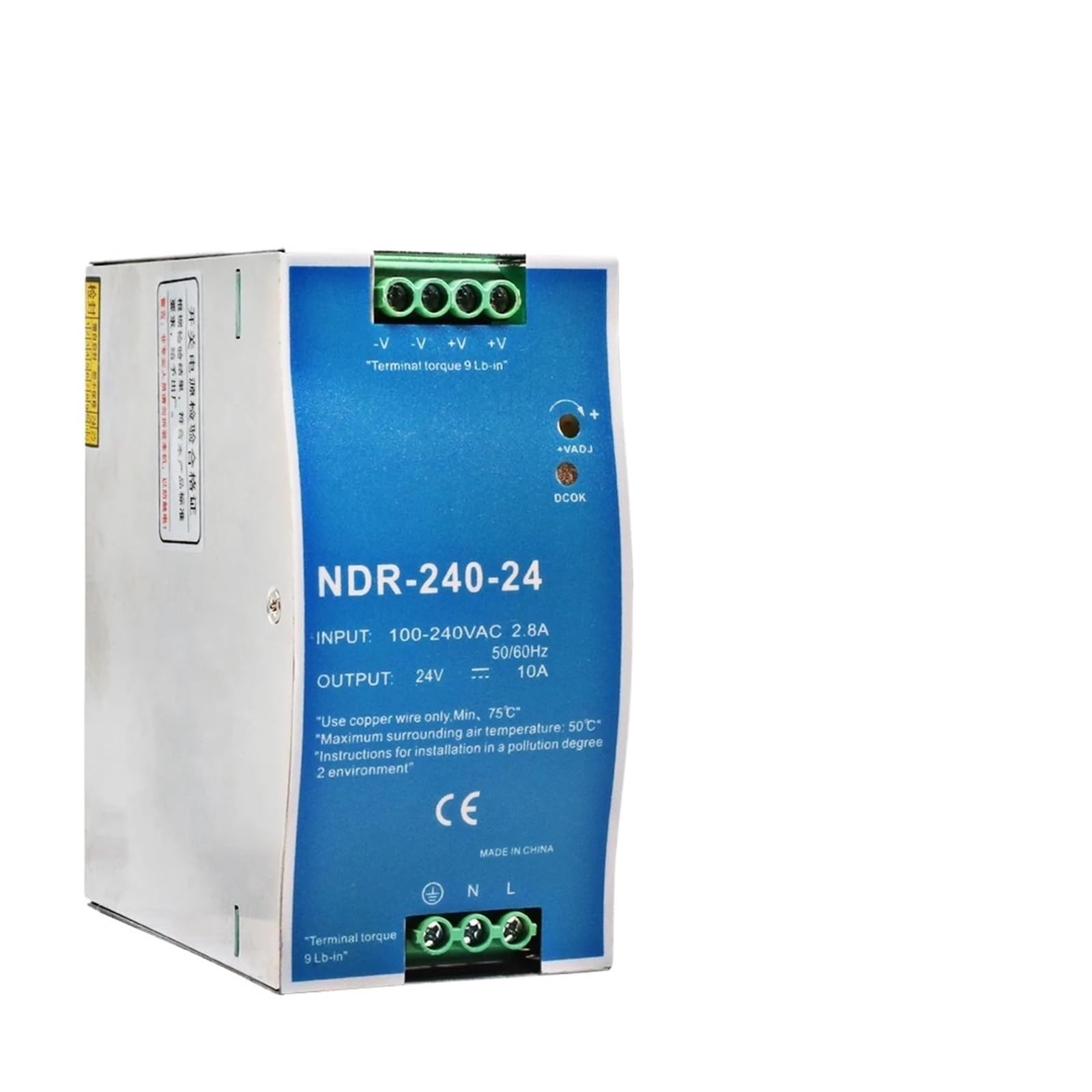 LEOTNNDQ NDR 240W 24V 48V Single Group Output Transformer 240VAC Switching Power Supply(NDR-240W-24V)