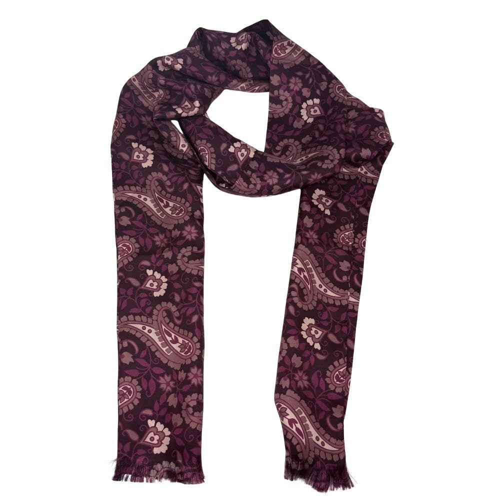 the tie hub Raisin Purple Paisley Silk Scarf for Men-picture-10