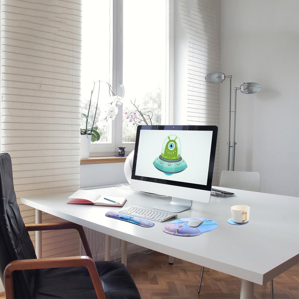 Set Ergonomico Poggiapolsi Per Tastiera E Mouse Con Gel E Memory Foam - Antiscivolo Per Ufficio E Casa