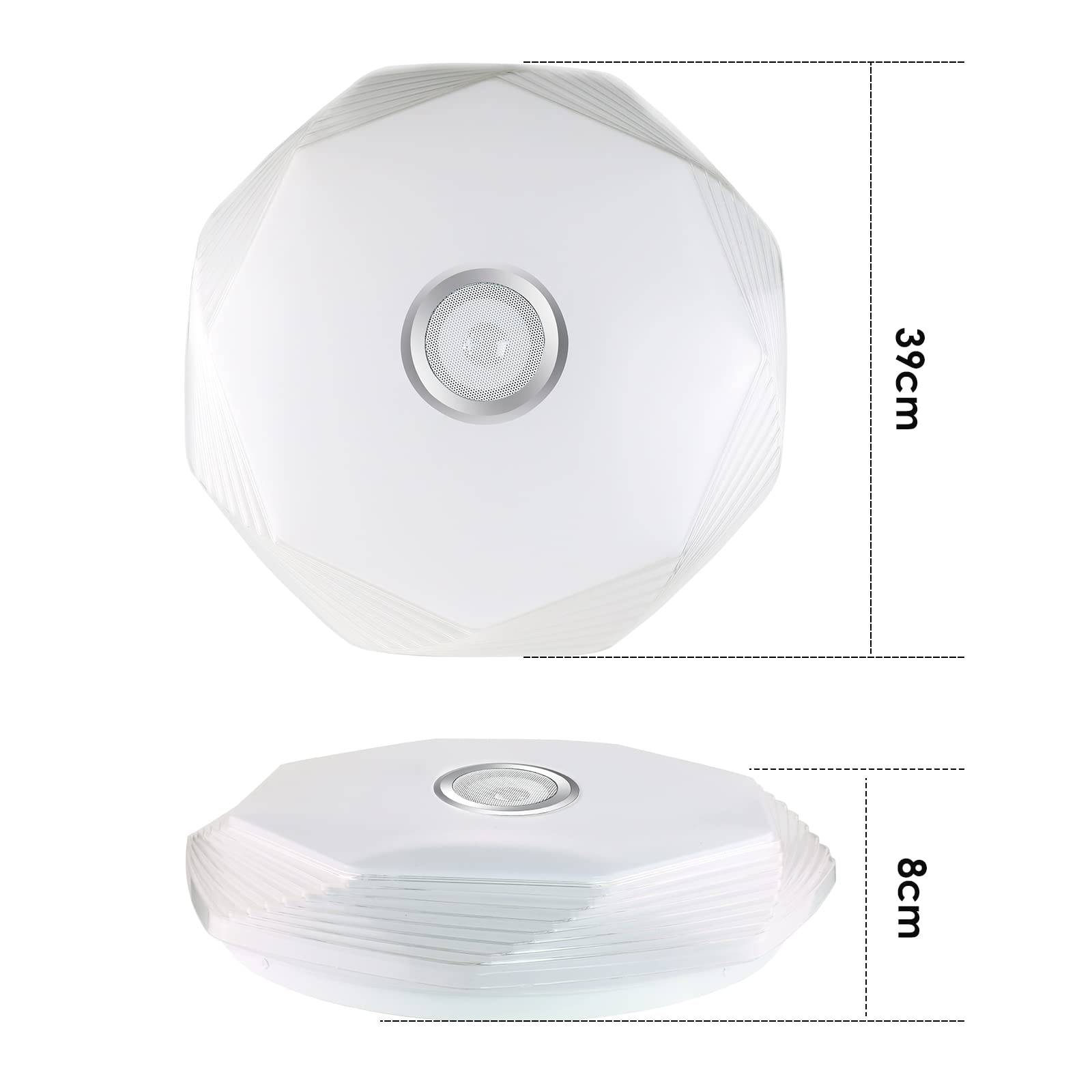 48W Lámpara Led Techo con Altavoz Bluetooth, Ø39cm RGB Plafón Led Techo regulable con Mando a Distancia y APP, Plafón Musical LED para Dormitorios, Habitaciones Infantiles, Salones