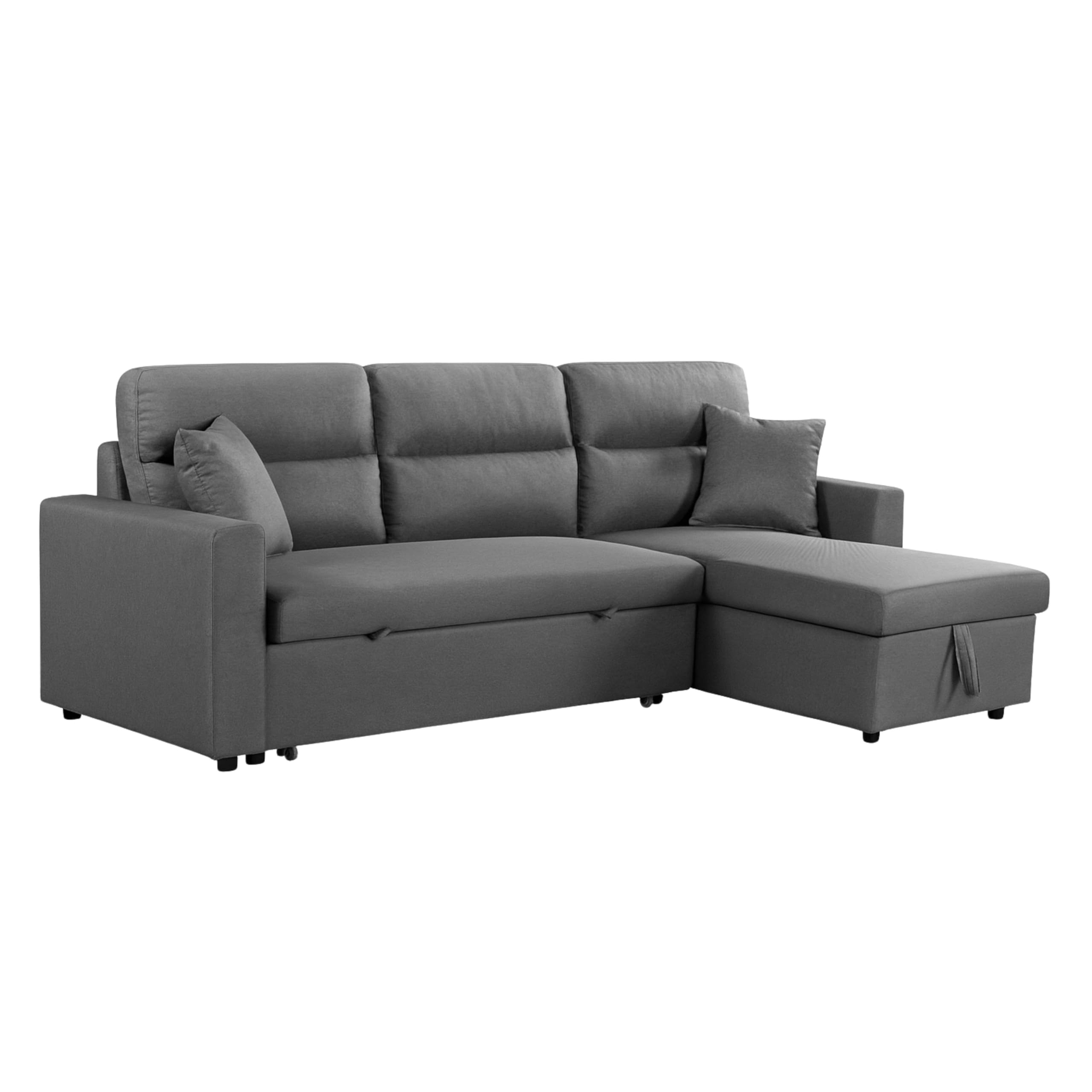 Miroytengo Sofá Cama Chaise Longue Juliet Salón, Sofá con Arcón y 2 Cojines Gris 224x89x145