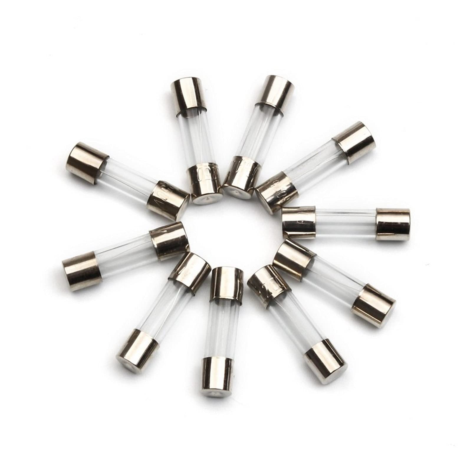Bezpiecznik 10. 0 części/zestaw bezpieczników 5 x 20 mm zestaw bezpieczników do rur szklanych szybko wypalanych zestaw bezpieczników rur, 25/0,3/0,5/0,75/1/2/3/4/5/6 A 250 V z zabezpieczeniem skrzynki