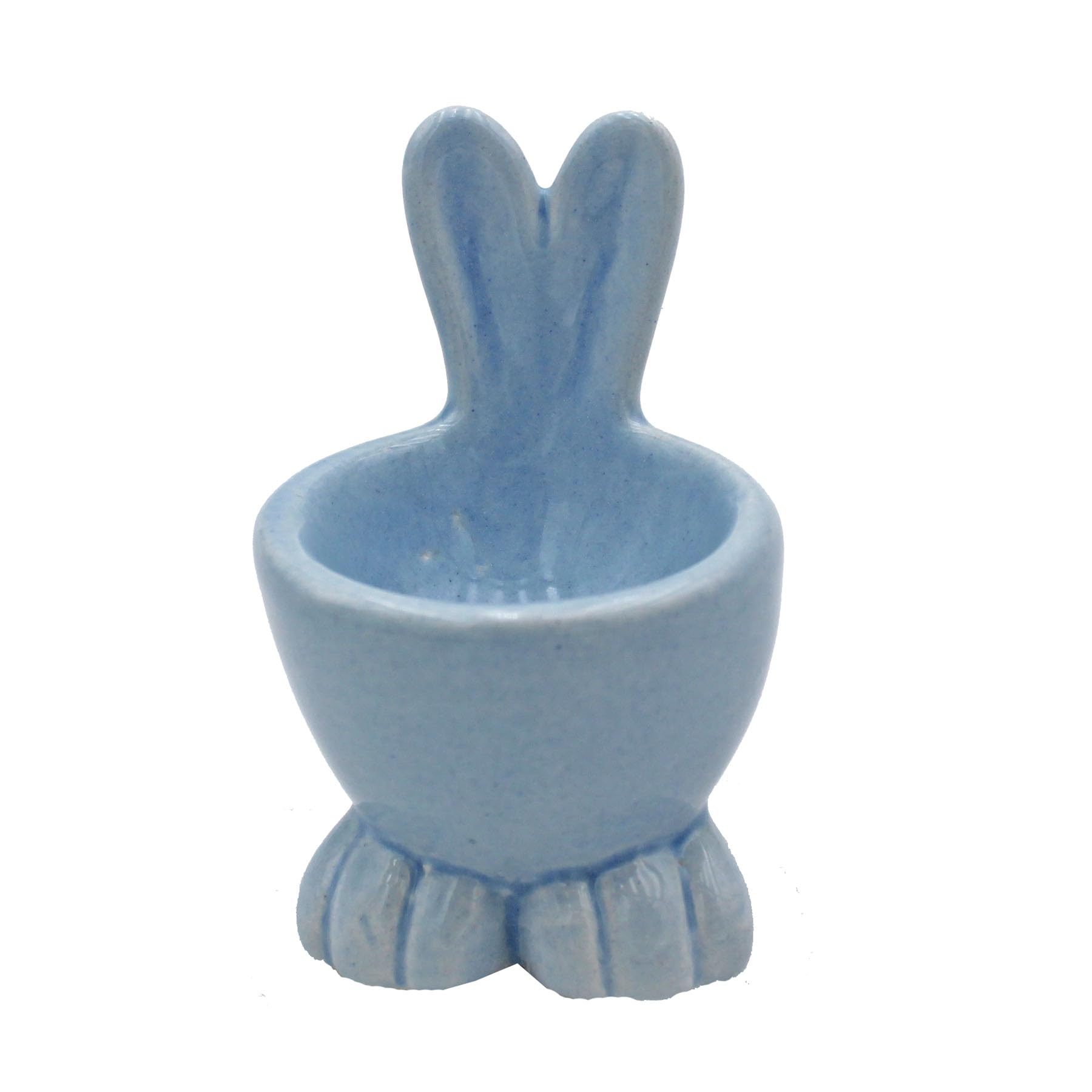 Widdle Gifts Easter Ceramic Egg Cup with Bunny Ears, Easter Tablewear (Blue 2694)