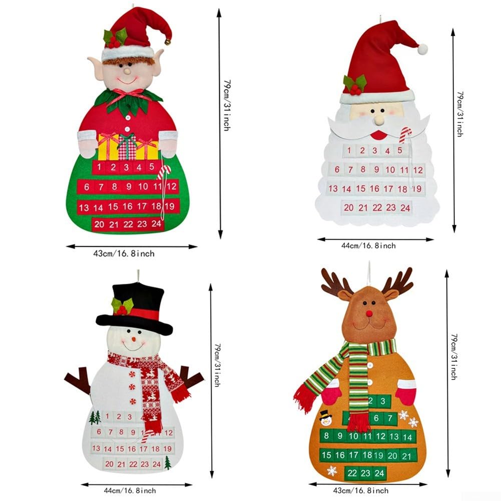 Niedlicher und farbenfroher Adventskalender zum Aufhängen an der Wand mit Weihnachtsmann-Design, verschönern Sie Ihre festlichen Feiern (A)