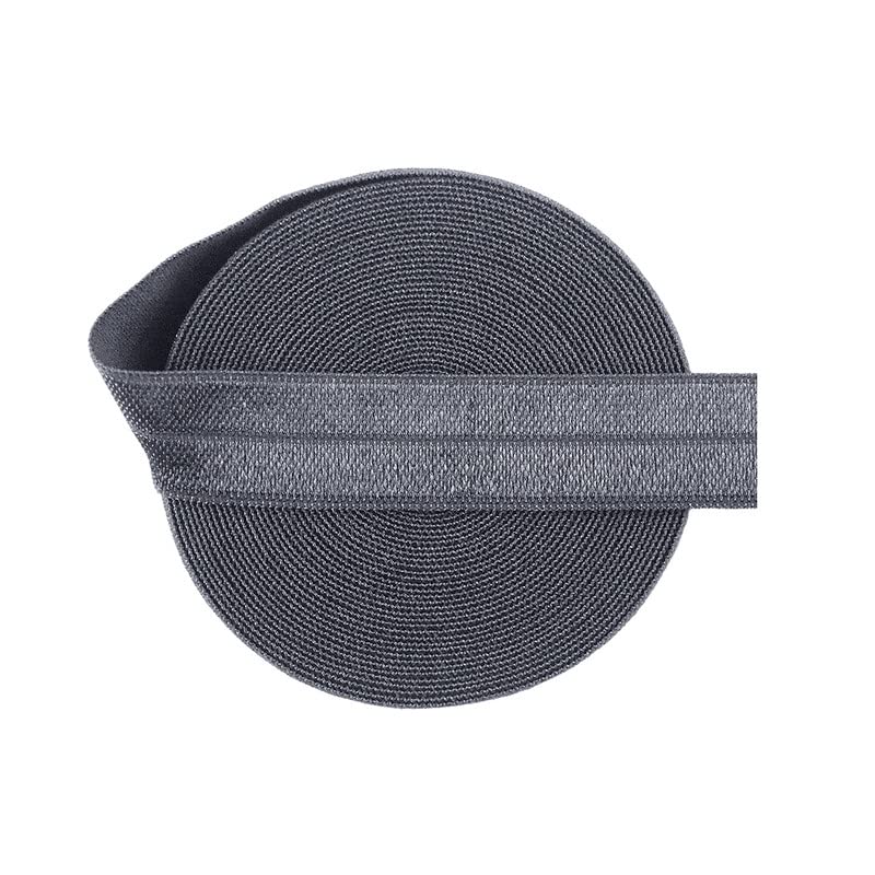 Bristlegrass Charcoal 5 Yard 5/8 Inch FOE Fold Over Elastic Spandex Satin Band Lace Dress DIY Sewing Trim Craft Solid Color Ribbon Sewing lace Charcoal（5Yard 5/8") — image 1