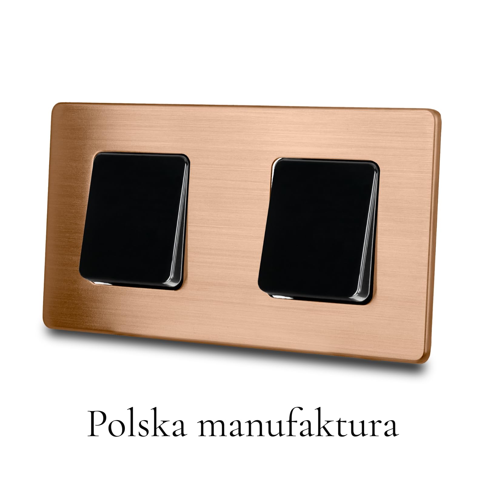 Włącznik Światła Podwójny Czarny Krzyżowy Stal Szczotkowana PVD Copper